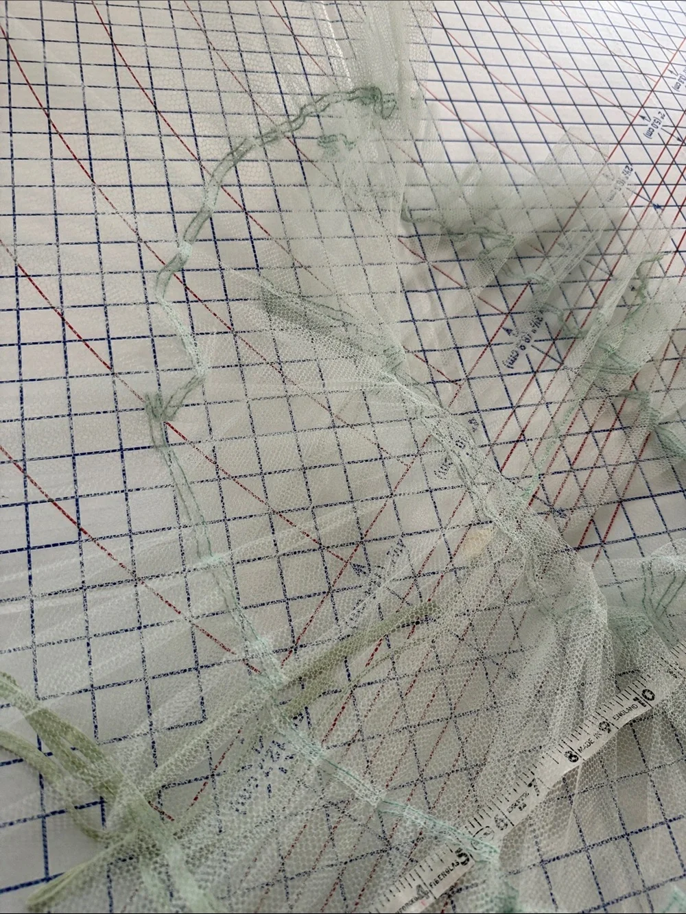 Vintage Aqua Nylon Tulle Petticoat Half Slip 1950s 1960s Heirloom Sewing Netting